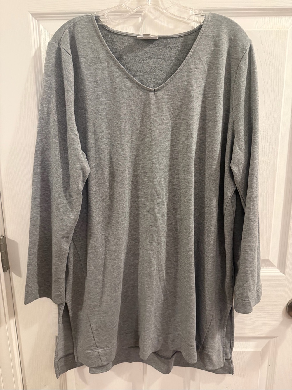 Pure Jill Luxe Tencel Grey V-Neck Long Sleeve Tunic Top Size XL